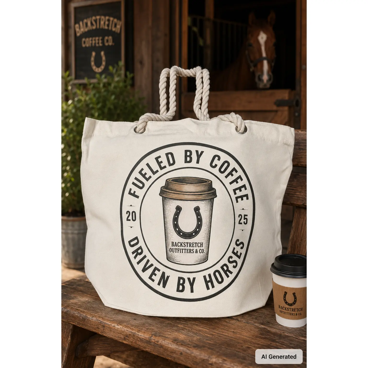 Fueled by Coffee, Driven by Horses Equestrian Canvas Tote Bag