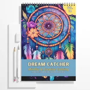 Adult Coloring Books Spiral Bound Page One Sided Design Gifts Arts and Crafts with Fun, Easy, and Mindfulness Relaxing Coloring Pages to Relax, Anxiety and Depression 24 Colorful of Dream Catcher