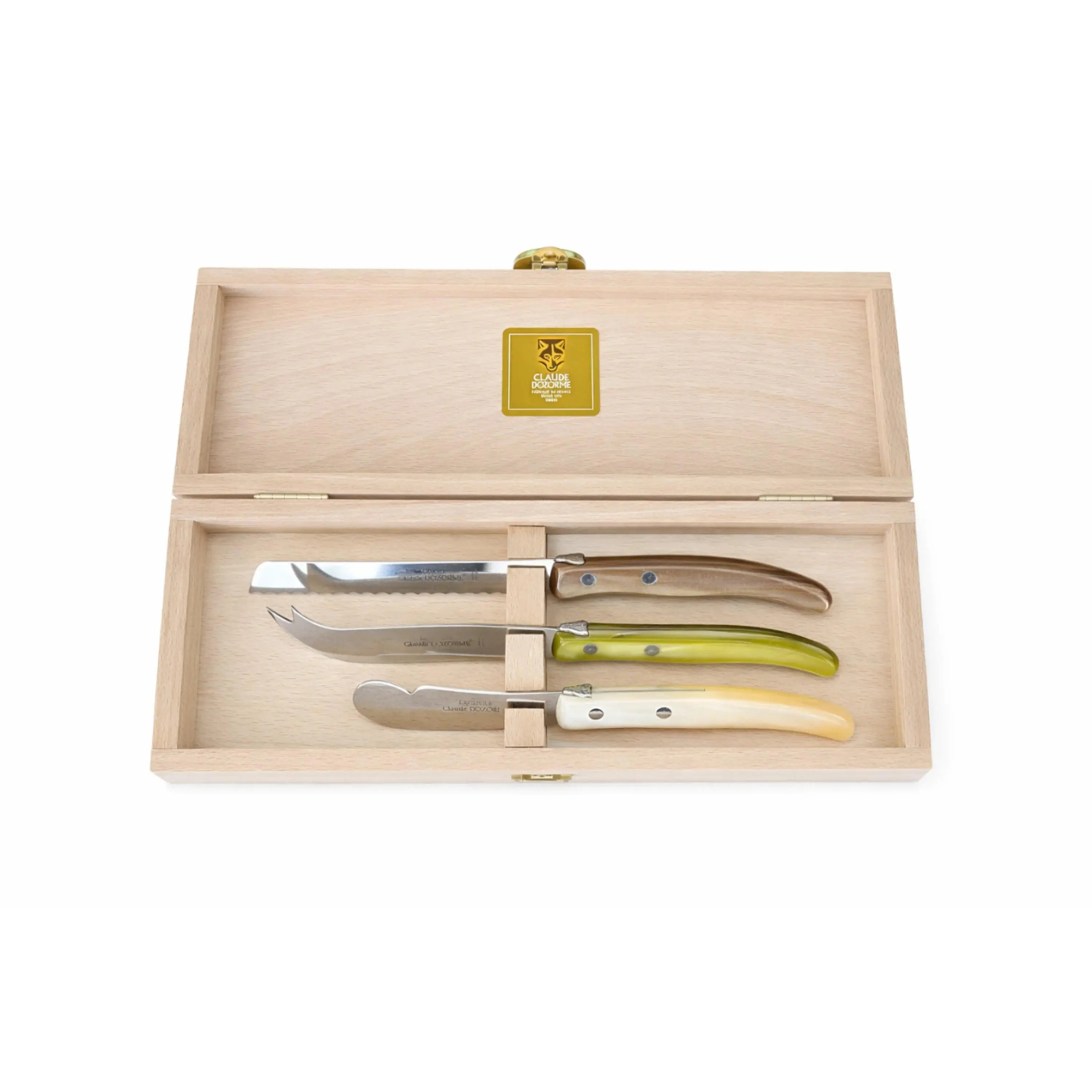 3 Piece Breakfast set in Natural, Olive, and Cappucino, from Claude Dozorme