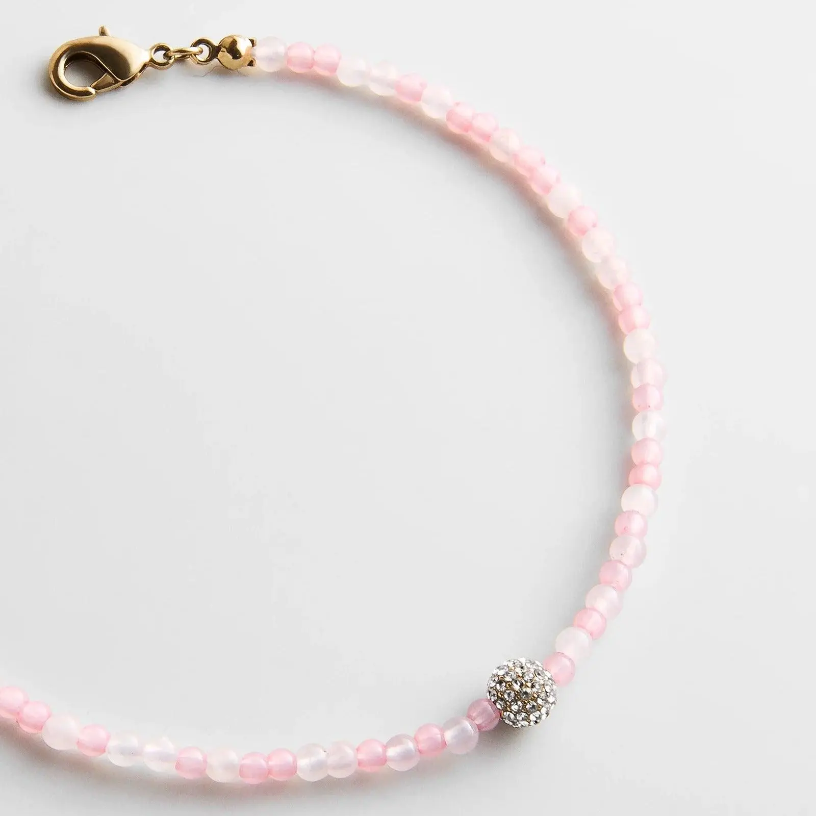 Kyanna Beaded Gemstone Waterproof Anklet - Rose Quartz, Warm-Weather Jewelry Accessory for Promoting Love and Compassion