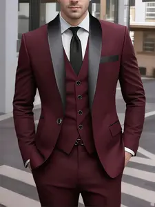 Men's 3pcs Suit Set, Large Suit, Suit Pants, Formal Tie, Wedding Dress, Vest, Work Uniform, Holiday Gift, Business, Halloween