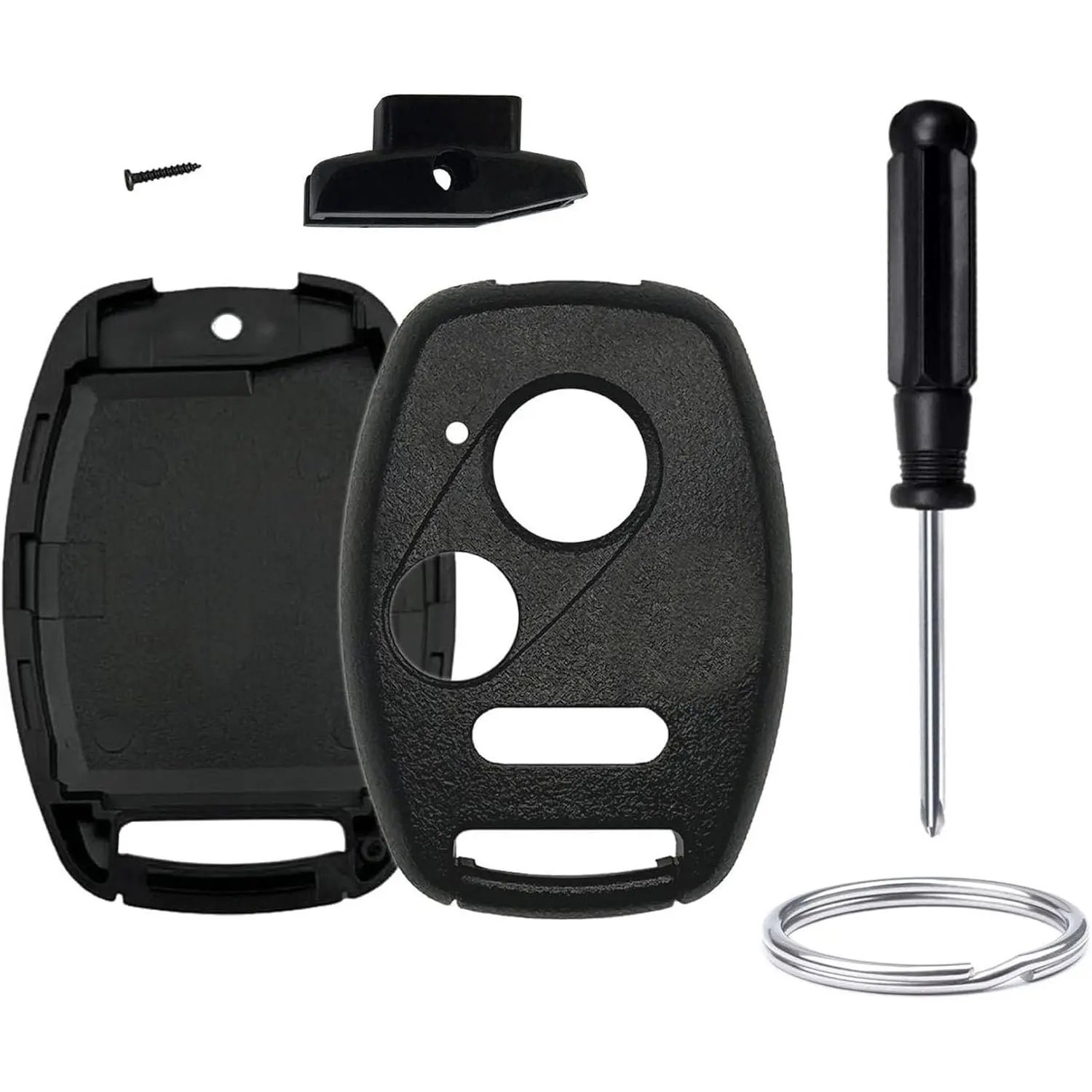 Replacement Key Fob Shell Case Fits for Honda Accord/Civic/CR-V/Fit/Odyssey/Pilot/Ridgeline/CR-Z Keyless Entry Remote Key Fob Cover (3Buttons 1Black)