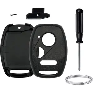 Replacement Key Fob Shell Case Fits for Honda Accord/Civic/CR-V/Fit/Odyssey/Pilot/Ridgeline/CR-Z Keyless Entry Remote Key Fob Cover (3Buttons 1Black)