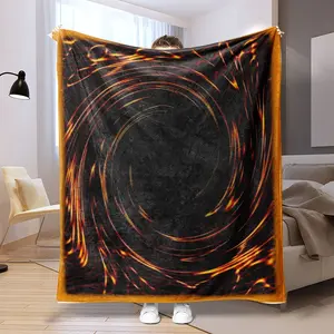 Fire Vortex Print Flannel Blanket, Soft and Warm, Perfect for Air Conditioning, Sofa Cover, Decorative Throw, Industrial Style Gift