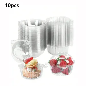 10 Pcs Square Transparent Plastic Cupcake Boxes with Lids, Reusable Dessert Containers for Cake, Sandwiches, Baking, Party Decorations