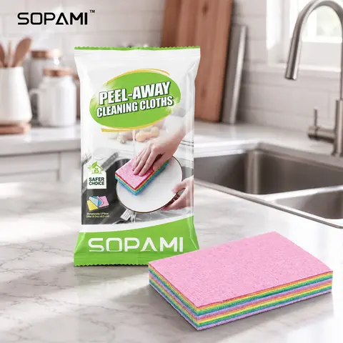 SOPAMI Rainbow Tear‑Away Cleaning Cloths, 12‑Layer Peel‑Off Reusable Dish Cloth, Absorbent Multi‑Purpose Kitchen Cleaning Wipes for Dishes Pots Countertop