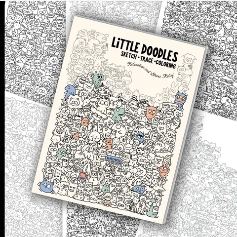 Three uses in one book | Sketch + Trace + Color + Coloring + | A4/small A4/A5 dense doodle book Drawing Books | Relieve stress and boredom
