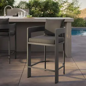 Tahoe Outdoor Patio Aluminum Counter Stool in Charcoal