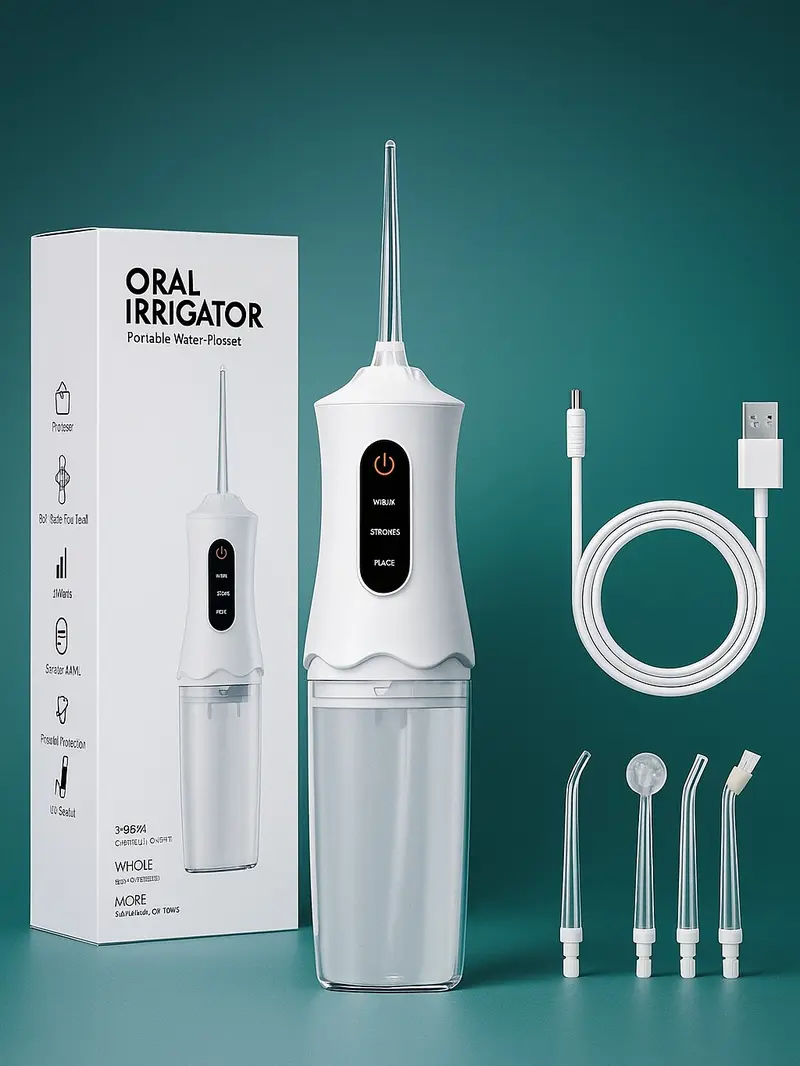 Electric Portable Water Flosser Travel Mini 4 Modes 4 Jet Tips IPX7 Waterproof for Teeth Oral Irrigator Dental Flossing Compact Cleaning Cordless Advanced Tonsil Stone