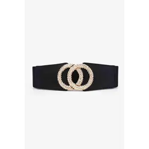 Circle Buckle Elastic Wide PU Belt