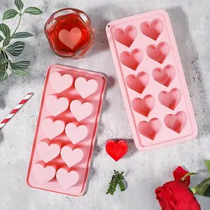 Heart Shaped Ice Cube Tray, 2 Count Silicone Ice Cube Mold, Ice Cube Maker for Home Kitchen
