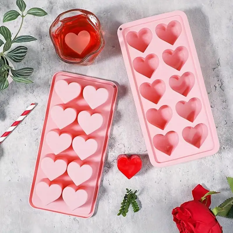 Heart Shaped Ice Cube Tray, 1 Count Silicone Ice Cube Mold, Ice Cube Maker for Home Kitchen