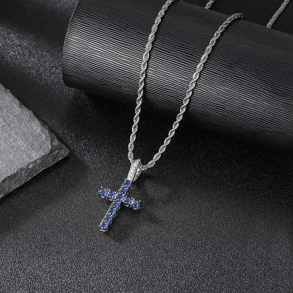 silver sapphire pendant