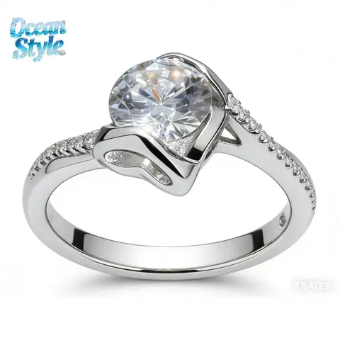 Women's Minimalist Sterling Silver Stackable Band Ring Set - 5CT 8mm Oval Cut Cubic Zirconia 4-Claws Setting Shiny Oval Halo Engagement Ring with Alternating Round and Marquise Diamonds for Wedding, Anniversary