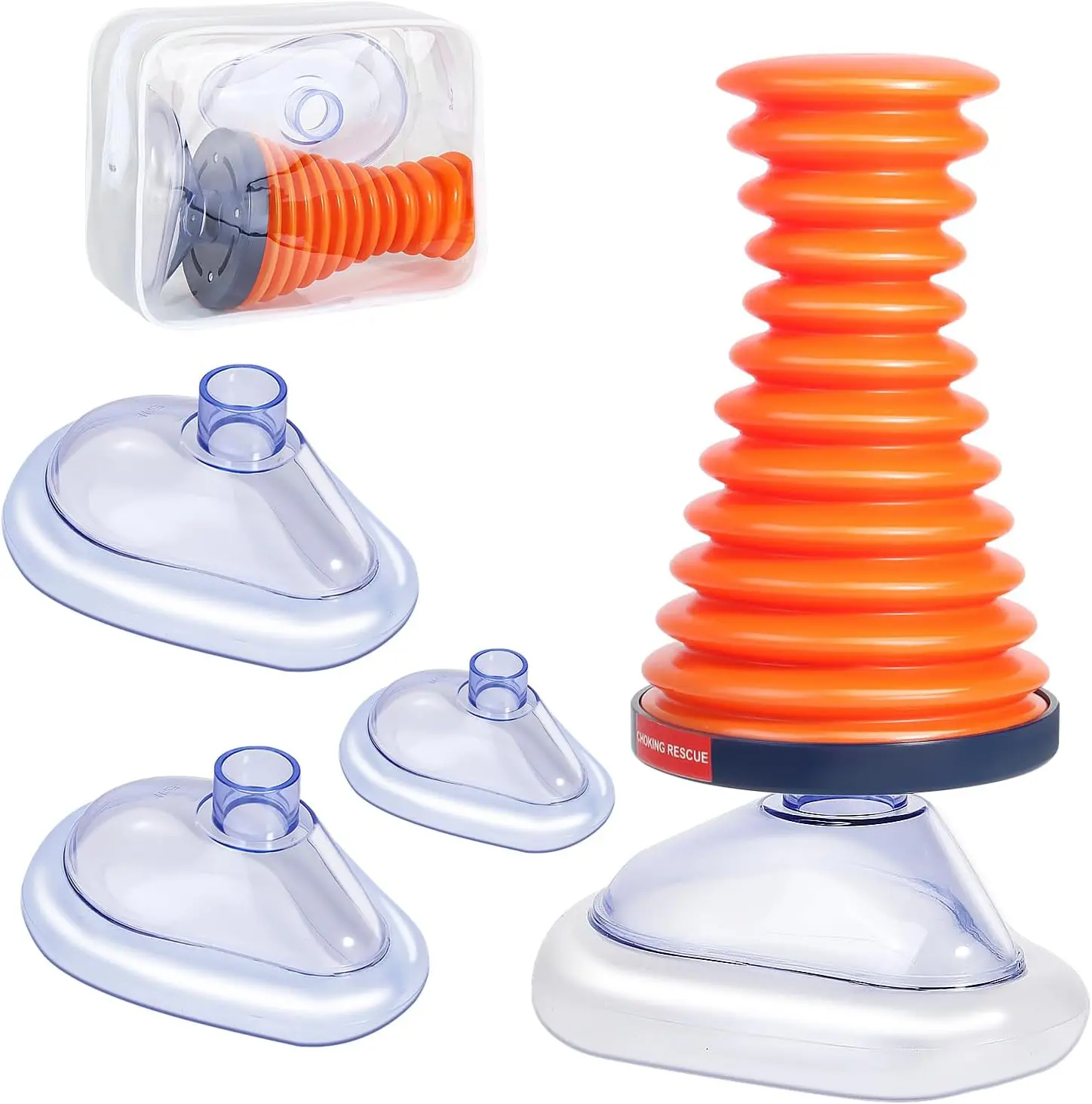Vibrant Orange Portable Push-Pull Vacuum Negative Pressure Extractor, Physical 1-Way Airflow Debris Cleaning Tool, 3 Sizes of Contoured Shields & Storage Pouch Included for Outdoor Travel & Campus Care