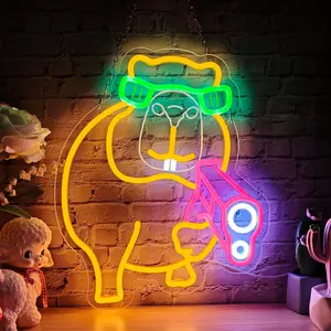 Adjustable Brightness Capybara Neon Sign for Wall Decoration, LED Night Light for Boys Girls Bedroom, Birthday Party Decor, Gift, Men's Lounge, Game Room