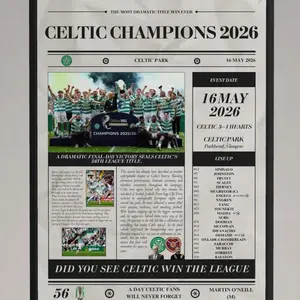 Celtic Champions 2026 - Newspaper Style Poster