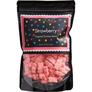 Pink Gummy Bears Sugared, 1.3 Pound Resealable Bag, Pink Candy, Strawberry Flavored, The Hampton Popcorn & Candy Company