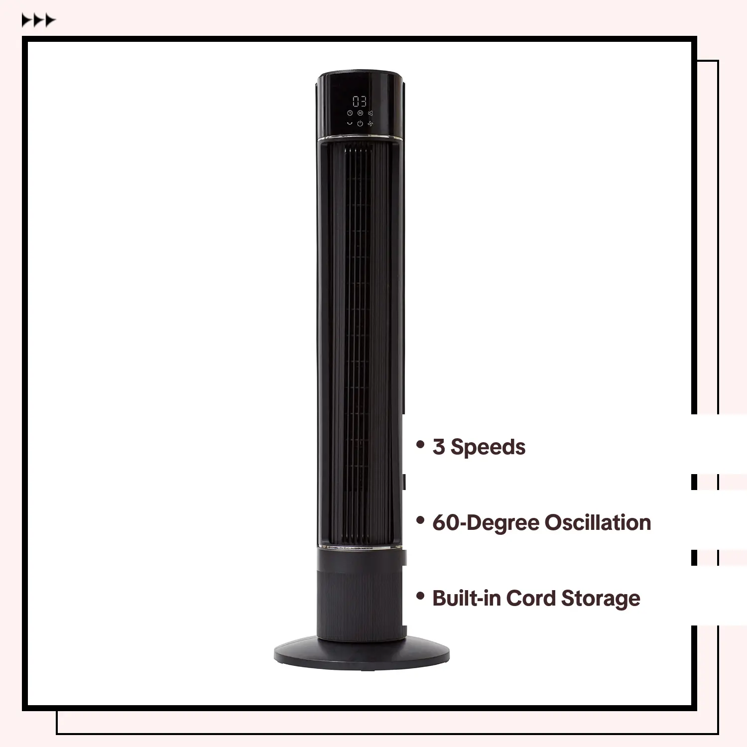 Better Homes & Gardens Like New 40" Oscillating Tower Fan with Remote, 3-Speed Quiet Cooling Fan with LED Display, Timer, Sleep Modes, Slim Space-Saving Floor Fan for Bedroom Home Office, Black
