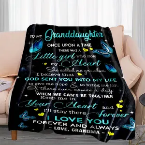 1Pc Blanket For Granddaughter, Grandma'S Love, Comfortable Throw Blanket, Air Conditioning Blanket, Office Blanket, One Piece, Suitable For All Seasons, Perfect Birthday Halloween Christmas Thanksgiving Gift