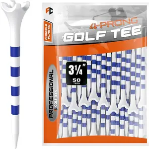 Professional Plastic Golf Tees 100 Pack (3-1/4" or 2-3/4"), Enhanced Durability & Stability, Engineered to Minimize Friction and Side Spin