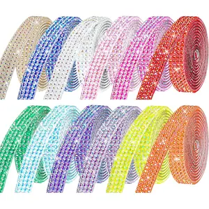 Rhinestone Ribbon Self Adhesive  Rhinestones, 12-Rolls Bedazzling Strips, 12-Yard Rhinestone Strips for DIY Craft, Rhinestones for Crafting