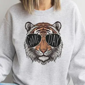 Gameday Tiger Graphic Sweatshirt Football Tigers pullover Gameday Sports Sweatshirt Team Sports Mascot Top Unisex Sizing Tshirts Casual Sports Teams Tops  Womens  Cozy Sports Tees