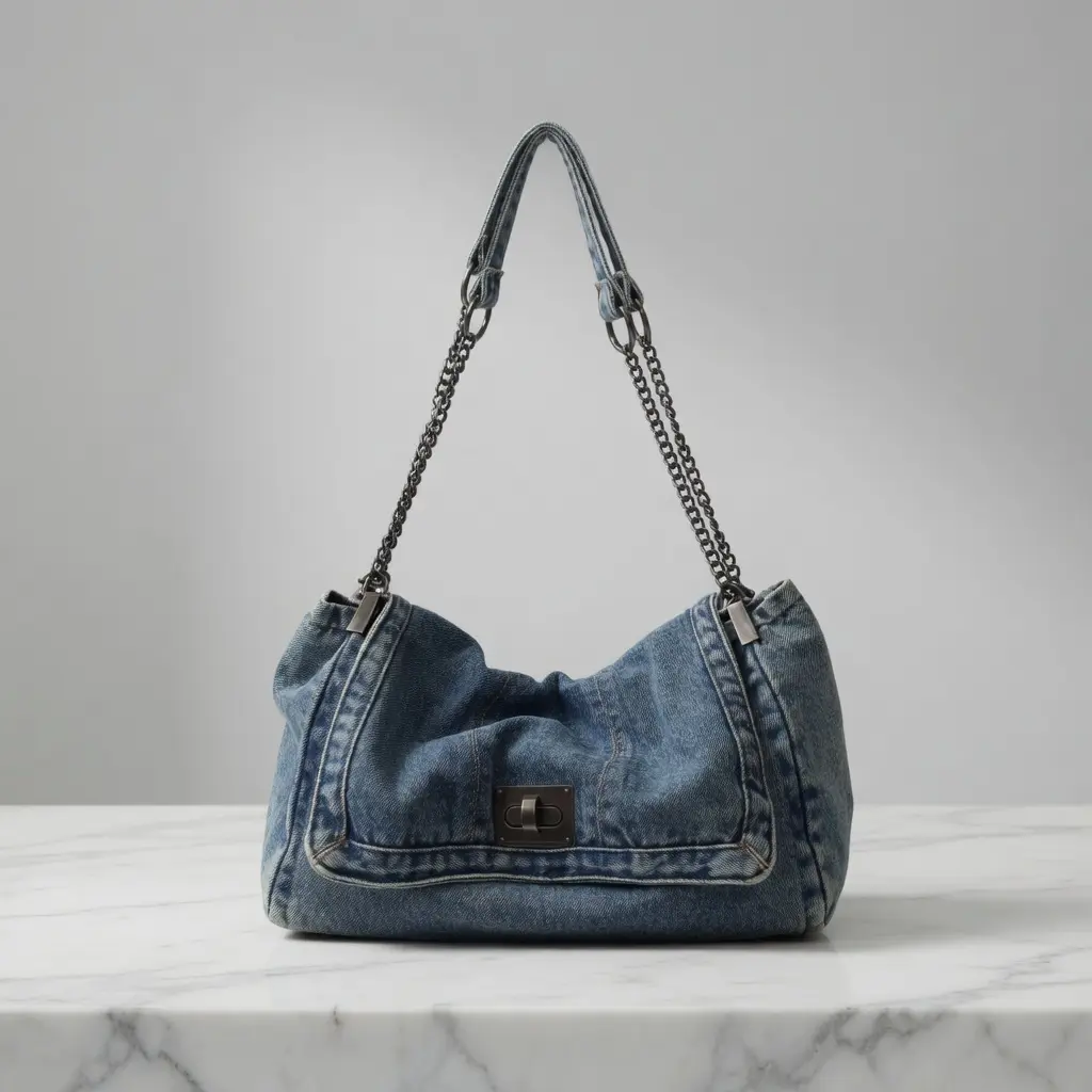 Fashion Denim Chain Shoulder Bag, 2026 New Arrival Casual Versatile Crossbody Handbag for Women, Trendy All-match Commuter Bag, Spacious Daily Purse for Travel, Work & Daily Commute large capacity adjustable strap