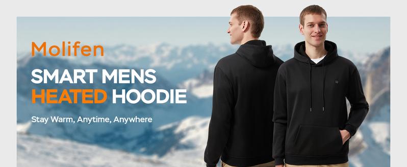 Heated Hoodie for Men, Electric Heating Sweatshirt with Fleece Lining, Winter Thermal Pullover Sweater, Battery Not Included