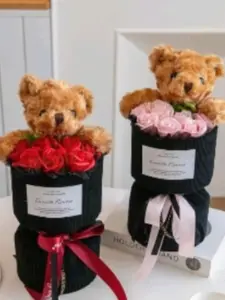 Teddy Bear Plush Bouquet Gift for Her, Valentine's Day Present, Graduation Season, Thanksgiving Christmas Anniversary