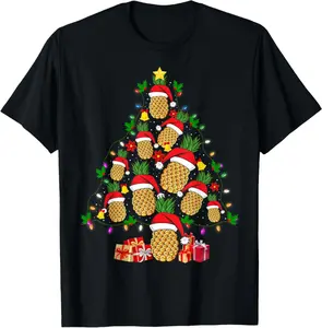 Pineapple Christmas Tree Light Pineapple Fruit Lover Xmas T-Shirt