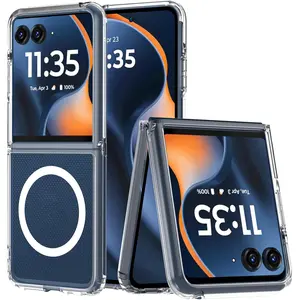Transparent magnetic Protective phone case, compatible with wireless charging, hard PC back plate for phone protection, suitable for Motorola Razr 2024, Razr 2025, Razr 2026, Razr 60 50 70 Ultra, Accessories, Casing