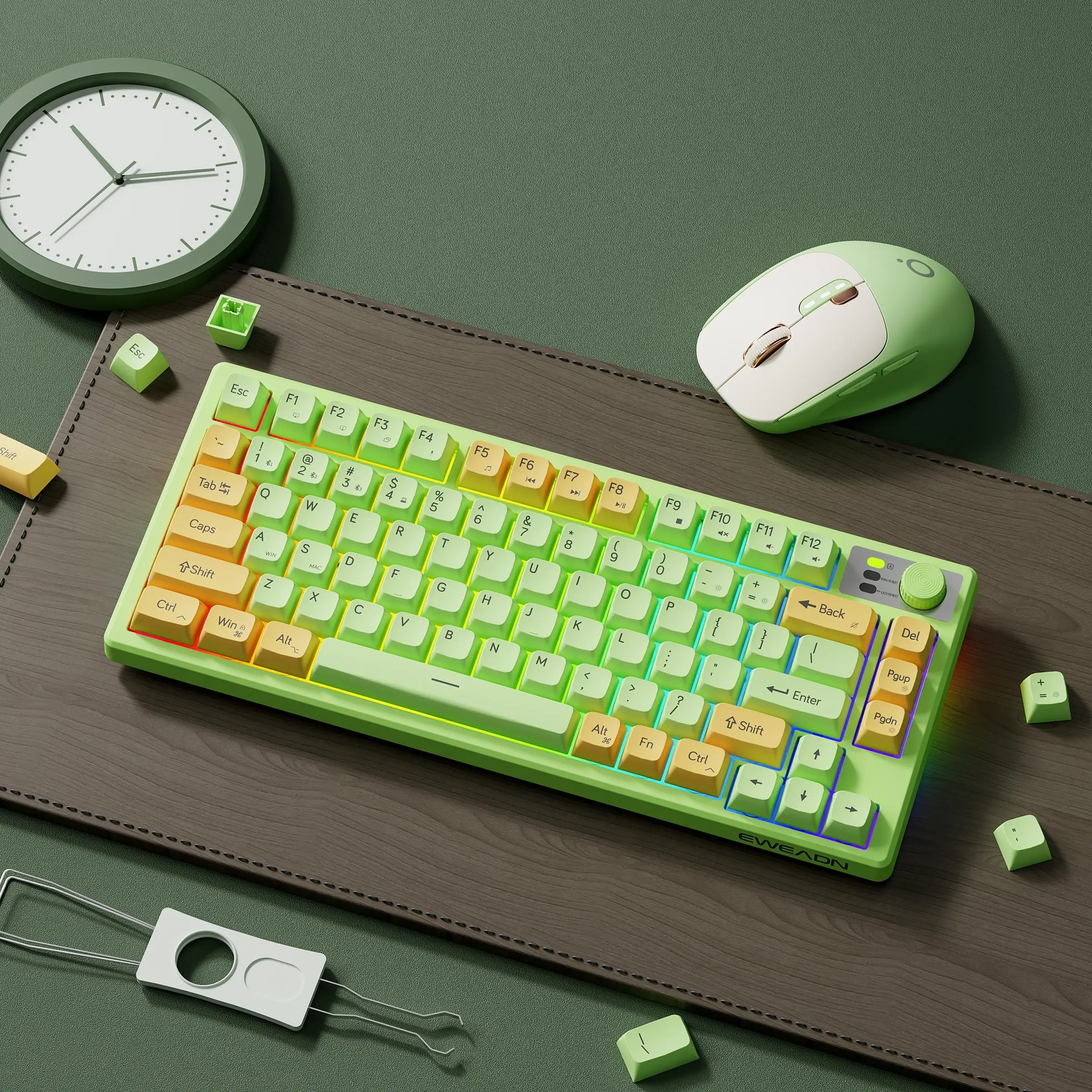 EWEADN V75 Wireless RGB Gaming Keyboard, 75% Compact Silent & Ergonomic Keyboard with Multimedia Knob, Portable Office Keyboard for Gamers, Work, and Study, Backlit Keyboard, PC Gaming Keyboards