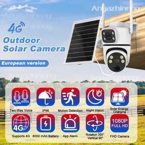 4g Lte Outdoor Wireless Security Camera, Solar Battery Powered, 355° Ptz 2k/4mp Color Night Vision, Two-Way Talk, Spotlight, Cloud/SD Storage   European Version