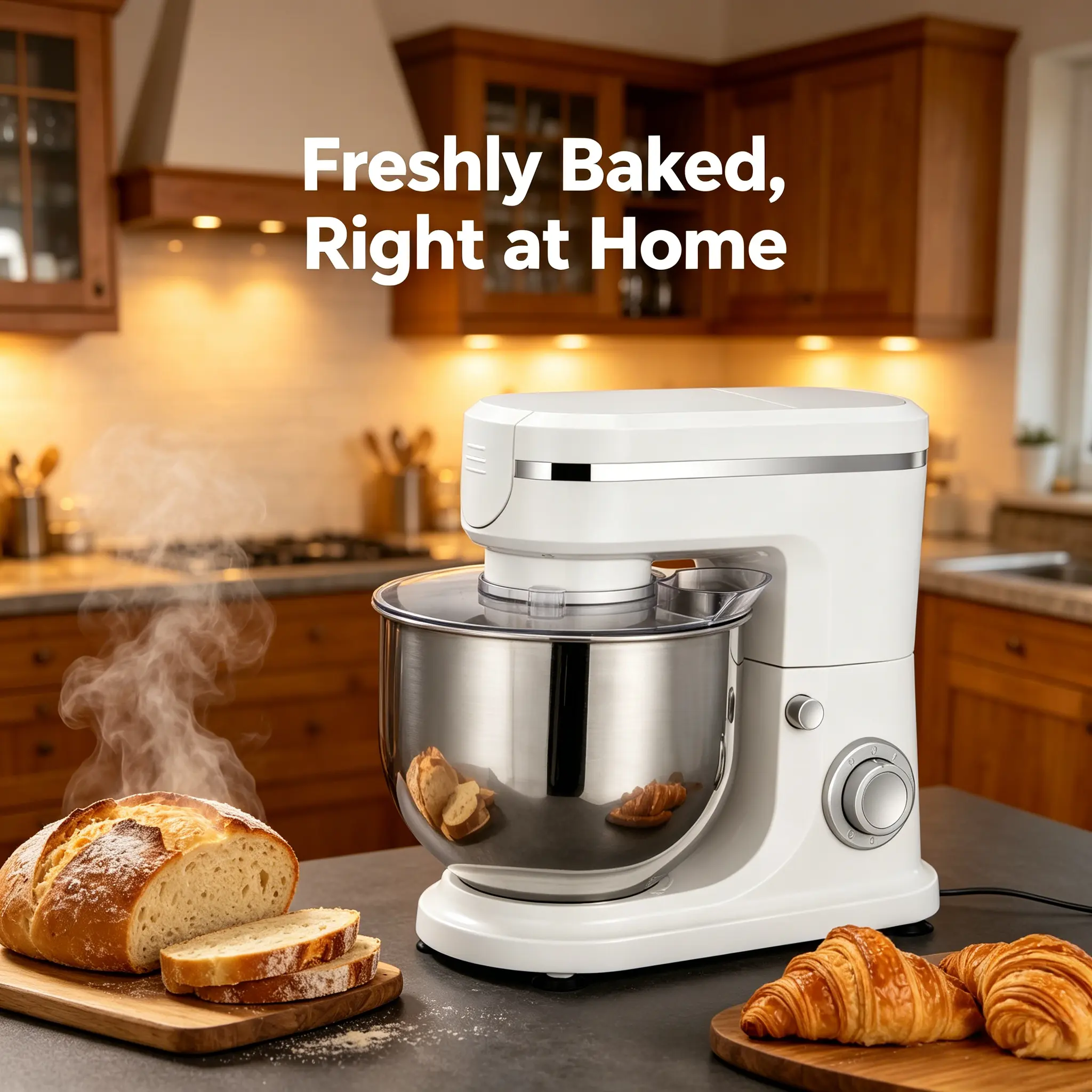 1pcs Family Housewives Compact 6L Small Kneading Chef Mixer, Low Noise All-Attachment Electric Noodle & Egg Beater, for Daily Homemade Bread & Dessert Baking, Household Fresh Milk Cream Blender
