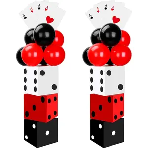 54 pcs casino theme party decoration including 6 pcs 11inch large casino dice boxes 12 pcs poker playing cards balloons for dice game night table centerpieces birthday party supplies classic