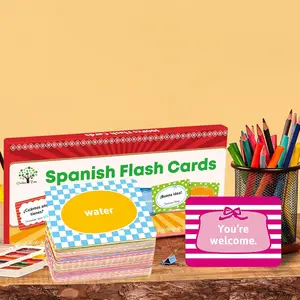 Ceiba Tree Spanish Conversational Phrase Flash Cards English to Spanish 100Pcs Double-Sided Bilingual Vocabulary Flashcards Learn Español Toys for Kids Adult Beginners Toddlers Grade School Classroom