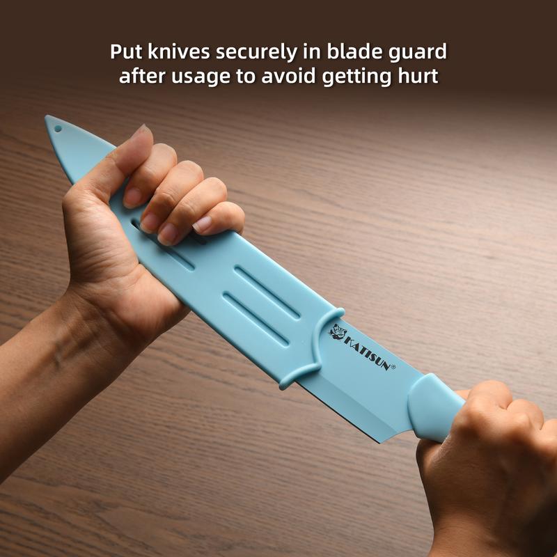 14 Pieces Blue Kitchen Knife Block Set , Anti-Rust Color Titanium Coated Carbon Steel, 12 Knives with Kitchen Shears and Block, Dishwasher Safe,TikTokShopBlackFriday