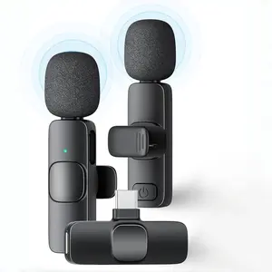 Wireless Microphone for iPhone iPad and Android Phone, 2 Pack Wireless Lavalier Lapel Mic with Noise Reduction, Plug and Play Mini Microphone for Video Recording Interview Podcast YouTube TikTok Vlog