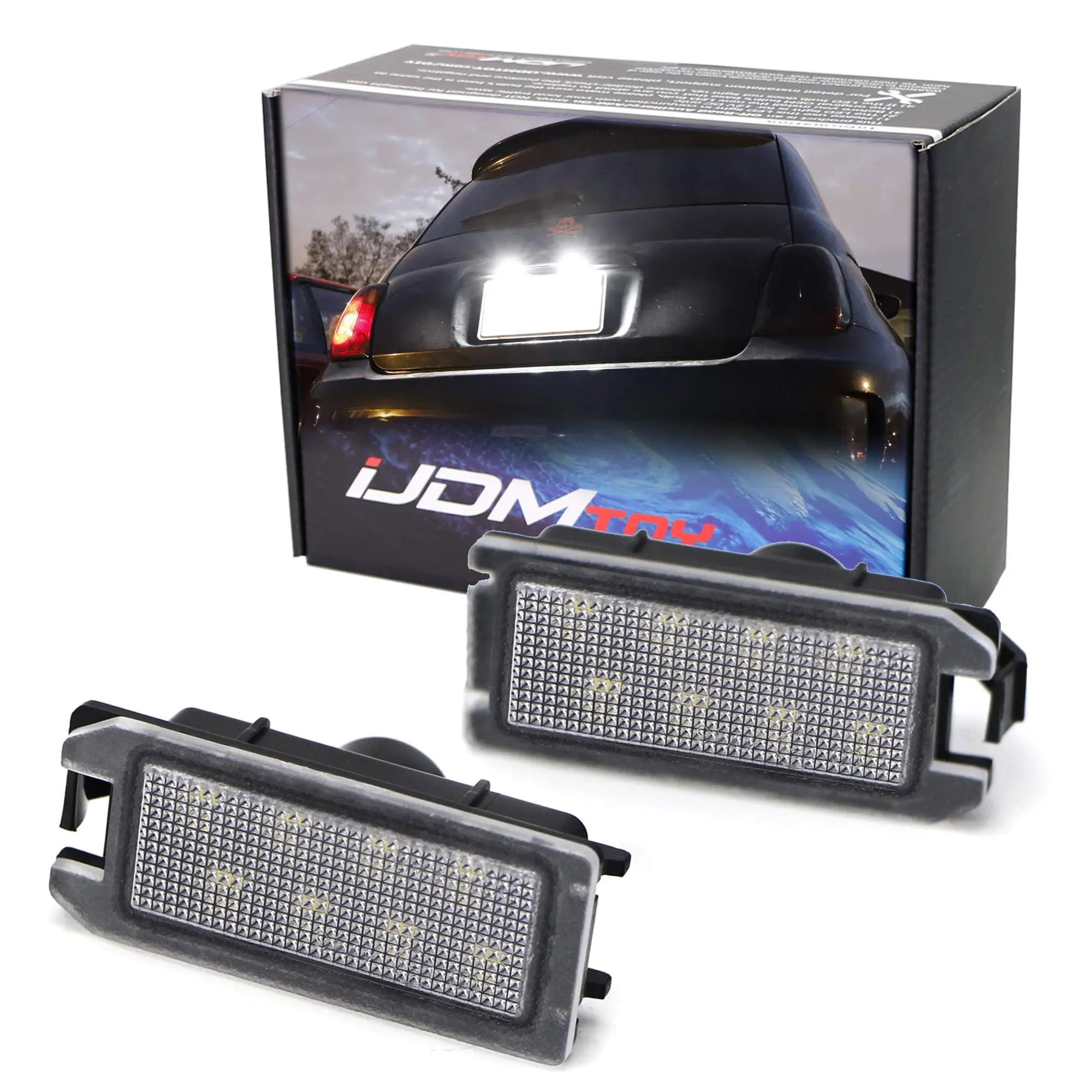 iJDMTOY 3x Brighter 8-SMD LED CAN-bus Error Free License Plate Lights For Fiat 500, Maserati Levante; For Jeep Grand Cherokee