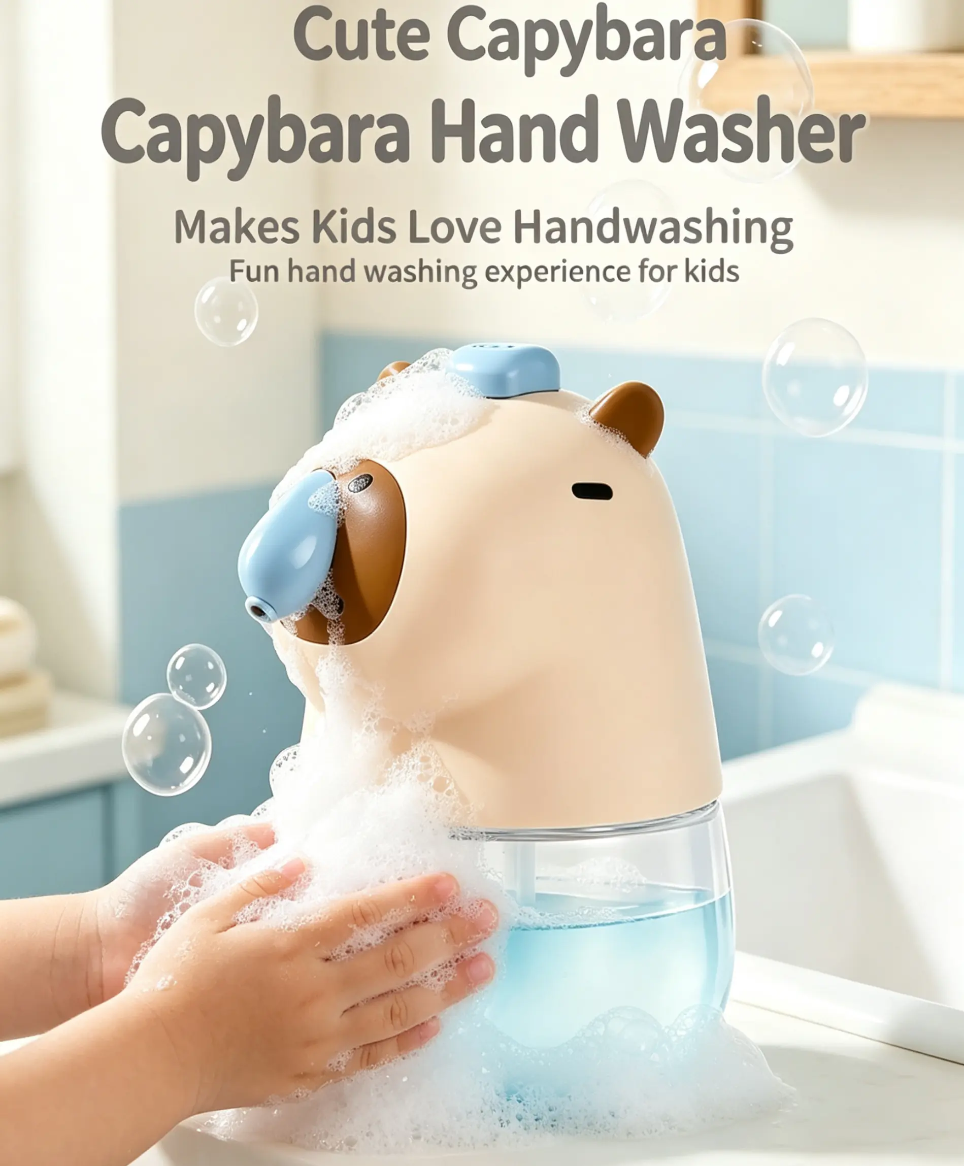 Cute Capybara Touchless Foaming Soap Dispenser Smart Automatic Sensor Foam Hand Washer for Bathroom