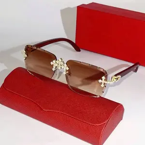 Fashion New Custom Handmade Luxury Diamond Rapper Glasses Men Women Hip Hop Sunglasses Shiny Zircon Diamond Sun Glasses - Brown, Unisex, Limited Pieces