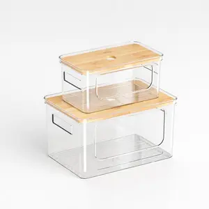 2 Pack Trash Bag Dispenser - Stackable Garbage Bag Dispenser with Bamboo Lid- Plastic Bag Dispenser for Kitchen, Laundry Room, Pantry, Under Sink Organizer and Storage (XL+S)