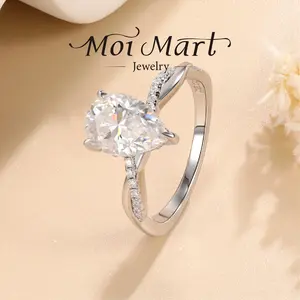 MOI MAET 2CT Pear Cut Synthetic Moissanite Engagement Ring, Stackable Promise Propose Jewelry in 925 sterling silver Anniversary Wedding Band