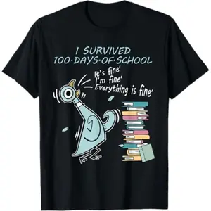 Surviving One Hundred Days of School Hilarious Pigeon Design Celebrating the 100th Day with Teachers Tshirt
