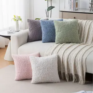 Lamb wool pillowcase, thickened and soft, solid color, modern minimalist Nordic sofa cushion, Home Textile