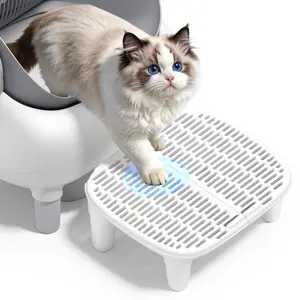 Filter Cat Litter Box Step Ramp, Anti-Tracking Litter Catcher Mat Pedal Stool, Non-Slip Step for Kitten & Senior Cats, Compatible with Self-Cleaning Litter Box（White）