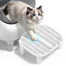 SohoChic Thick Plastic Low Profile Filter Cat Litter Box with Kitten-Safe Ramp - Detachable Grooved Grid Top Anti-Tracking Mat Pedal Stool, Non-Slip, Ideal Size, Joint Pain Relief, Odor Control, Waste Reduction, Self-Clean Box Fit (White)