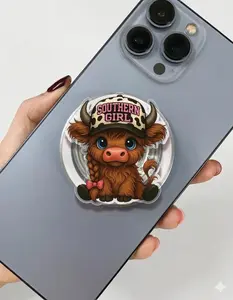 Southern Girl Highland Cow Phone Grip Magsafe, Cute Highland Cow Phone Grip Holder, Funny Phone Holder, Adorable Animal Kindle Grip, Gift for Girls Boys