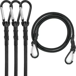 Bungee Cords with Carabiner Hooks 36 Inch - Black Bungee Cords Heavy Duty Outdoor -  Elastic Bungee Straps for Outdoor Tent, Tarps, Camping, Cargo, Luggage,  Rack - 4 Pack
